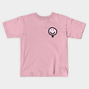 Small Female Smiley Face in Pink Kids T-Shirt